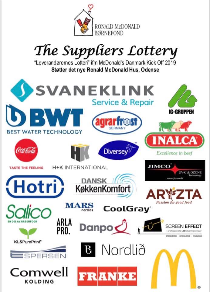 The Suppliers Lottery til McDonald’s Kick Off, støtter Ronald McDonald BørneFond